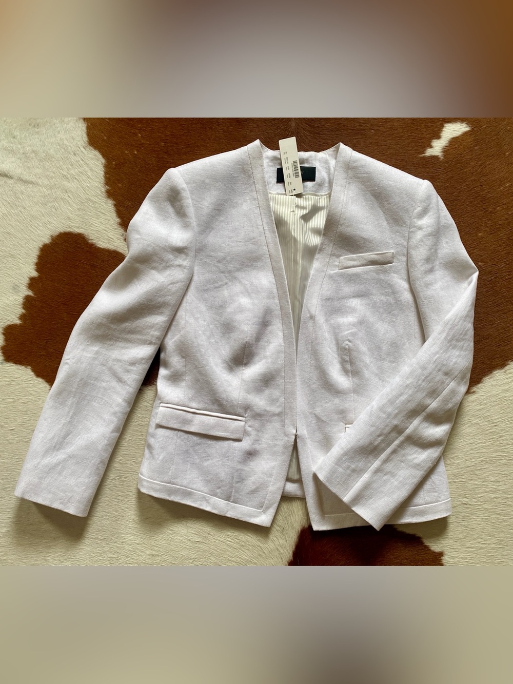 NWT J.Crew Vintage White Linen Tailored Blazer Size -00